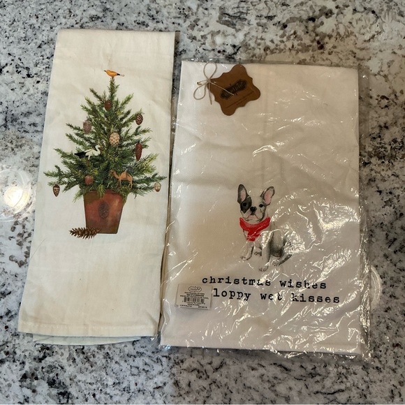 Mud Pie Other - Mud Pie Christmas Dog / Christmas Tree Flour Sack Towels 🎄New